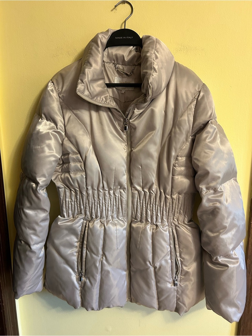 Laundry By Shelli Segal Shimmery Oyster Puffer Jacket